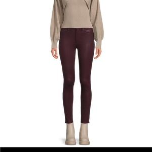 Charlie Coated High Rise 5-Pocket Stretch Denim Skinny Jeans NWT Burgundy Size30